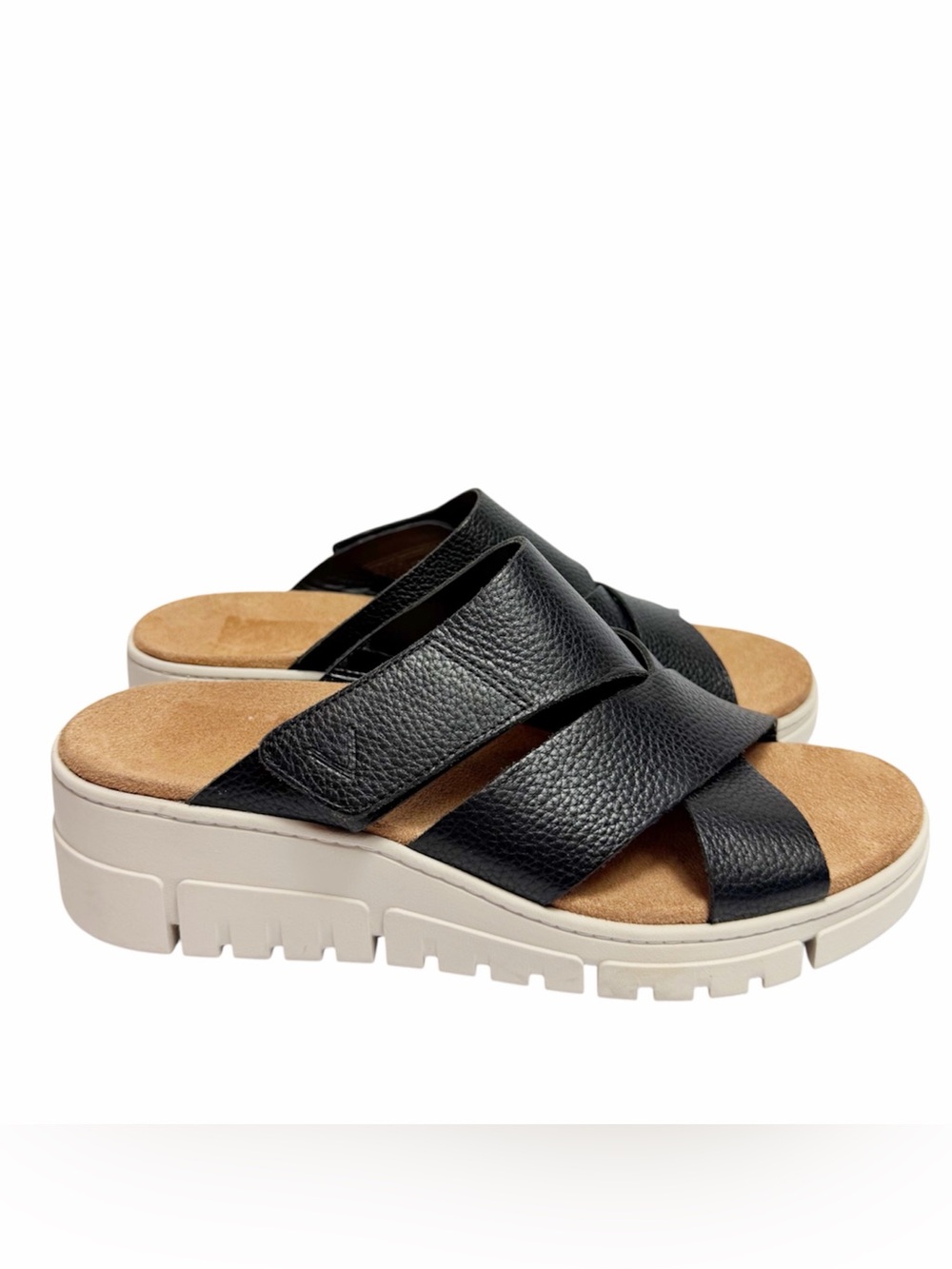 Vionic Uptown Sunset Black Leather Sandals Women's 10M New No Box